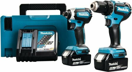 Makita DLX2289TJ combiset - DDF485 18v Boor- en schroefmachine + DTD153 Accu slagschroevendraaier met 5.0Ah accu&#039;s