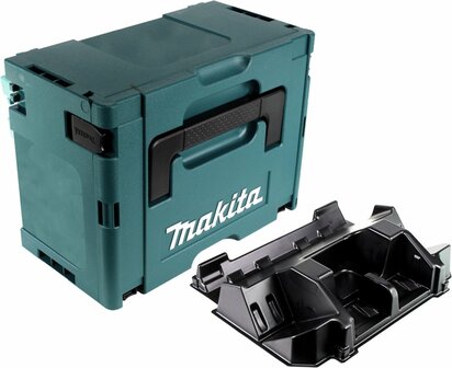 Makita MAKPAC 3 systeemkoffer ( 821551-8 ) + inzetstuk voor 4x BL1830B BL1840B BL1850B BL1860B accu en DC18RD dubbele lader ( 838258-9 )