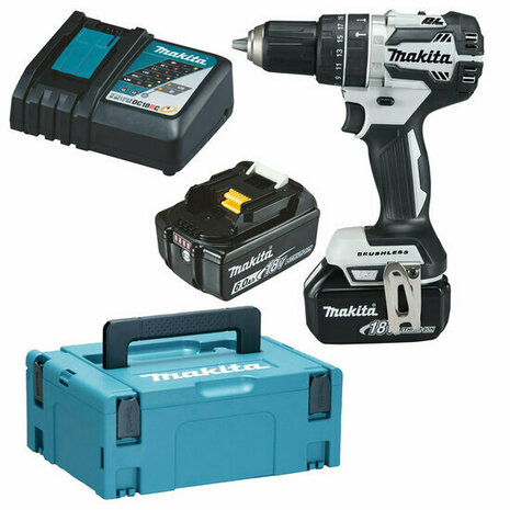 Makita DHP484RGJW 18V LXT Klopboor-/schroefmachine (set 2x6.0Ah +lader) in M-box - koolborstelloos