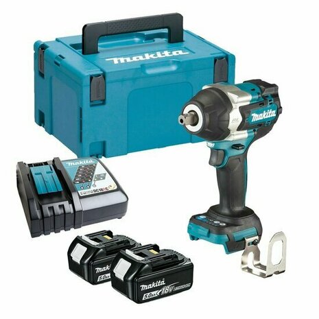 Makita DTW701RTJ 18V Li-Ion Accu slagmoersleutel set (2x 5.0Ah accu) in Mbox - 700 Nm - 1/2&quot; pin - koolborstelloos