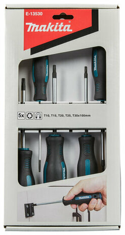 Makita E-13530 Schroevendraaierset 5-delig torx - T10/T15/T20/T25/T30