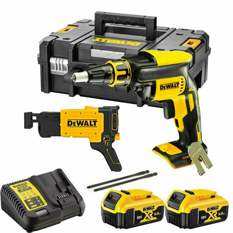 DeWALT DCF620P2K 18V accu gipsschroefmachine / bandschroefmachine set (2x 5.0Ah accu en lader) in TSTAK - koolborstelloos - 25-57mm