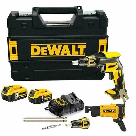 DeWALT DCF620P2K 18V accu gipsschroefmachine / bandschroefmachine set (2x 5.0Ah accu en lader) in TSTAK - koolborstelloos - 25-57mm