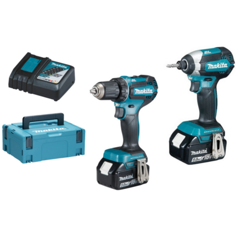 Makita DLX2289TJ combiset - DDF485 18v Boor- en schroefmachine + DTD153 Accu slagschroevendraaier met 5.0Ah accu's