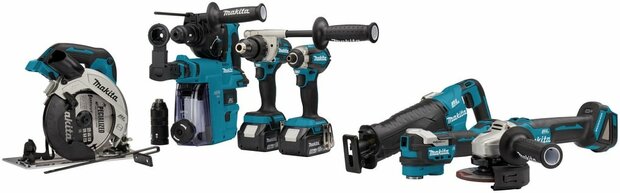 Makita DLX7020TX1 18V Combiset 2x 5,0 Ah accu met snellader