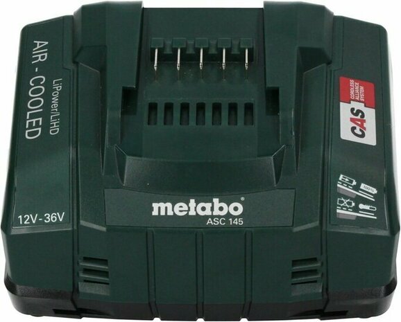 Metabo ASC 145 Acculader 12-36V &quot;Air-Cooled&quot; 627378000 Supersnellader