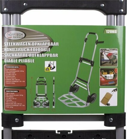 Hofftech Opklapbare Steekwagen - 51 x 48,5 x 107 cm. - Max. Capaciteit 120 kg.