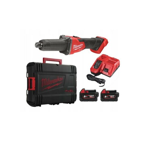 MILWAUKEE M18 FDGRB-502X FUEL rechte accu-slijper in HD Box (2x 5,0Ah accu + lader) - 4933480954