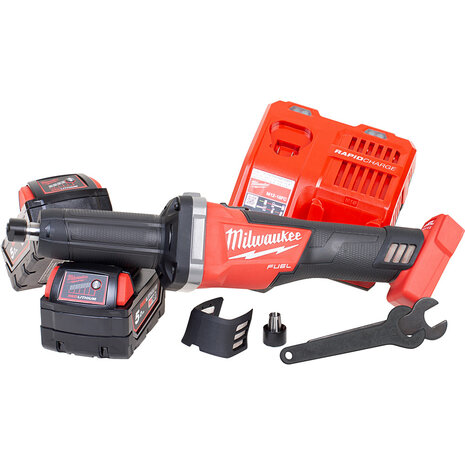 MILWAUKEE M18 FDGRB-502X FUEL rechte accu-slijper in HD Box (2x 5,0Ah accu + lader) - 4933480954