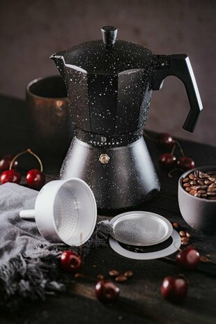 Ed&euml;nb&euml;rg eb-9300 Stonetec Line - Percolator 3 kops - Espresso Maker - Aluminium - Zwart - 9503717112222