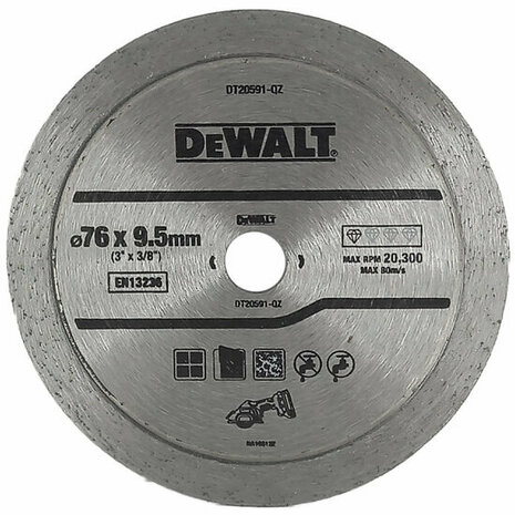 DEWALT DT20591-QZ Diamantzaagblad 76 x 9,5mm voor tegels, harde en abrasieve voegen