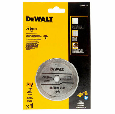 DEWALT DT20591-QZ Diamantzaagblad 76 x 9,5mm voor tegels, harde en abrasieve voegen