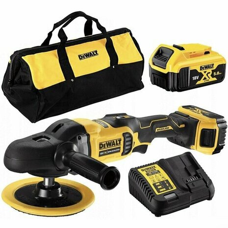 DeWalt DCM849P2 18V XR accu polijstmachine incl 2X5.0AH en lader in draagtas