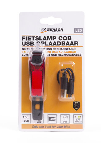 Fietslamp COB oplaadbaar rood