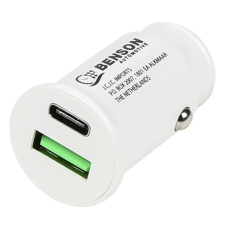 Autolader USB + usb-c 12-24V