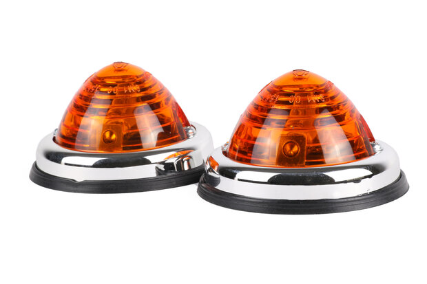 Zijlamp chrome oranje 70 mm 2 dlg E9