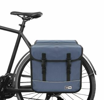 Fietstas dubbel 35 ltr canvas blauw