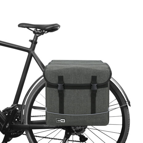 Fietstas dubbel 35 ltr canvas grijs