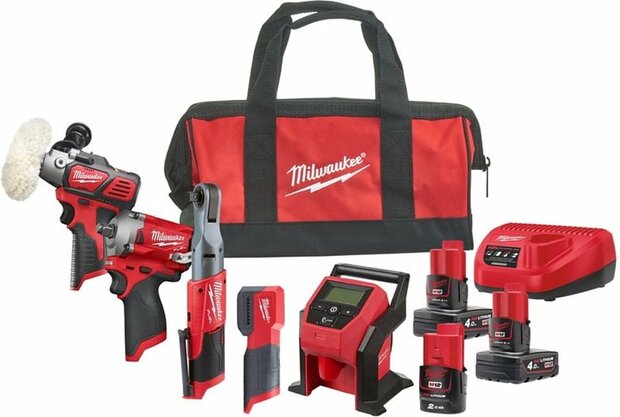 Milwaukee M12 FPP5A-423B Powerpack 5-delig 12V 2.0 / 4.0Ah in Gereedshapstas - 4933492514