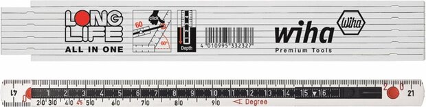 Wiha 410 20072 Longlife All in One Duimstok - kunststof - wit - 2m