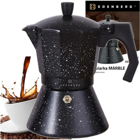 Ed&euml;nb&euml;rg eb-9300 Stonetec Line - Percolator 3 kops - Espresso Maker - Aluminium - Zwart - 9503717112222