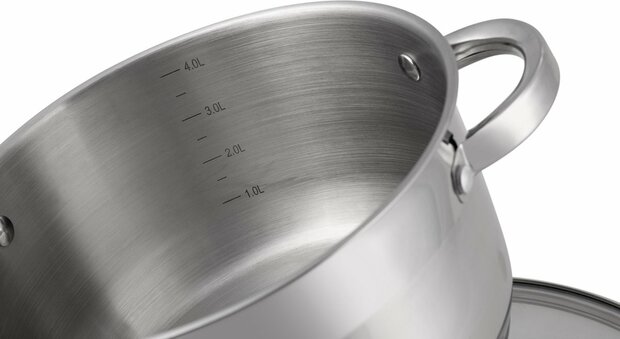 Ed&euml;nb&euml;rg EB-3006 Classic Line - Kookpan met Deksel - RVS - &Oslash; 22 cm