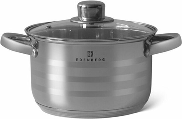 Ed&euml;nb&euml;rg EB-5501 Classic Line - Pannenset - RVS - 9 delig - Voorzien Van 5-Laags Bodem!