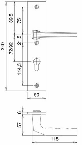 Dieckmann Alpha deur beslag SKG*** met binnen en buiten Kruk F1 PC 92mm D7013