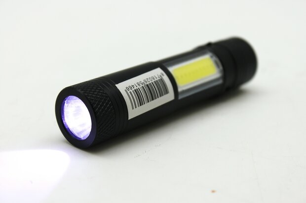 Zaklamp LED + COB alu mini 92 x21 mm