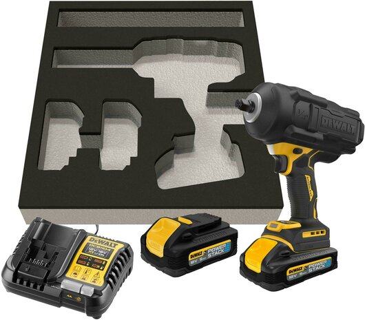 DEWALT DCF961H2G 18V XR hoogkoppel accu-slagmoersleutel 1/2&quot; in foam inlay (2x 5Ah POWERSTACK accu + lader))