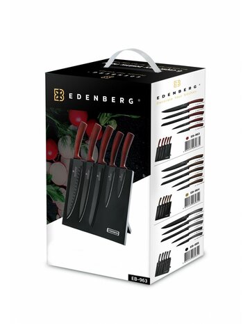 Ed&euml;nb&euml;rg EB-963 Red Line - Luxe Messenset met Magnetisch Blok - RVS - 6 delig