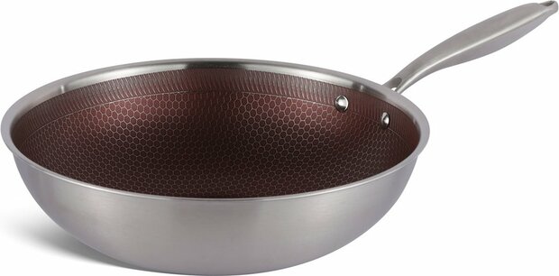 Ed&euml;nb&euml;rg EB-14108 Exclusive Line - Wokpan Keramisch - 28 cm - 3-laags antiaanbaklaag