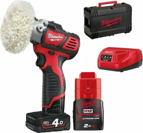 Milwaukee M12 BPS-421X 12V Li-Ion accu schuur-/polijstmachine set (1x 4.0Ah &amp; 1x 2.0Ah accu) in HD Box - 4933447799