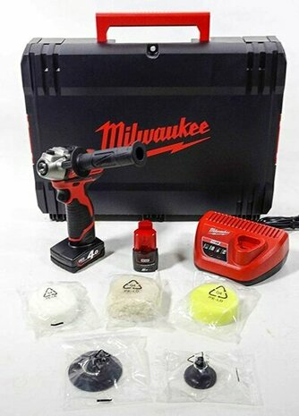 Milwaukee M12 BPS-421X 12V Li-Ion accu schuur-/polijstmachine set (1x 4.0Ah &amp; 1x 2.0Ah accu) in HD Box - 4933447799