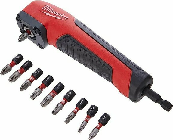 Milwaukee 4932471274 Shockwave haakse schroefkop incl. 10 bits